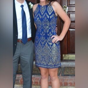 Jump Royal Blue and Gold Mini Dress